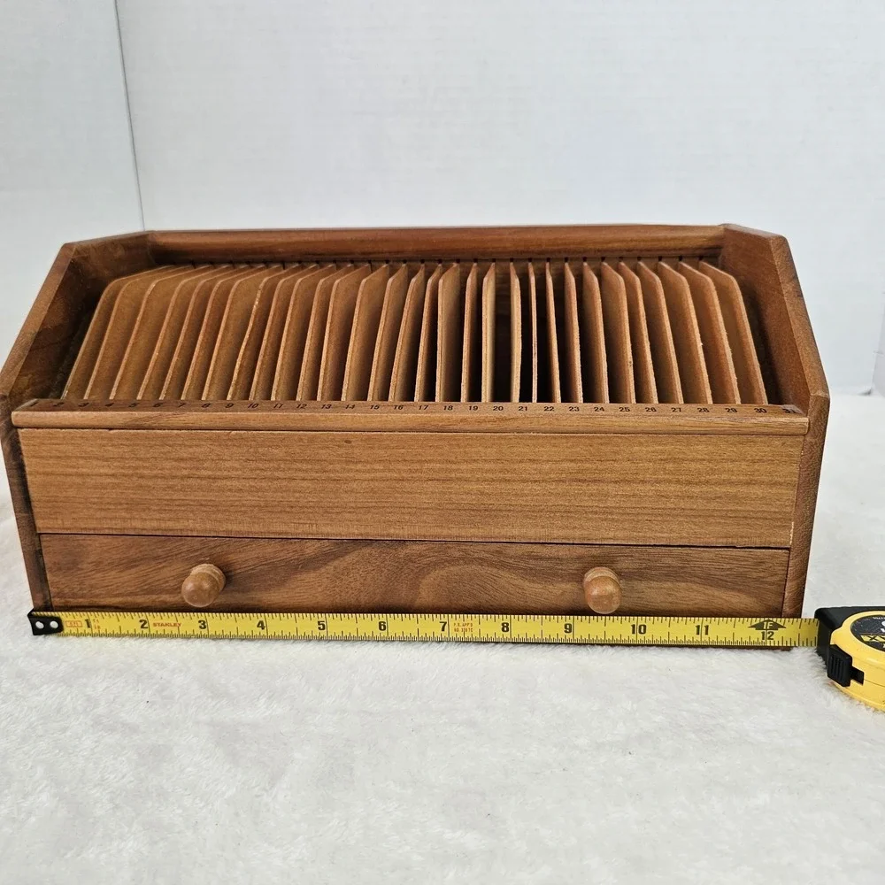 Vintage Bill Box Organized! From Days 1 To 31! Has Drawer On The Bottom!
